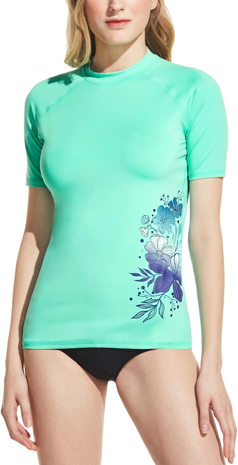 TSLA Womens UPF 50 UV//SPF Surf Swim Shirts Water Beach Swimsuit Top Rash Guard Short Sleeve