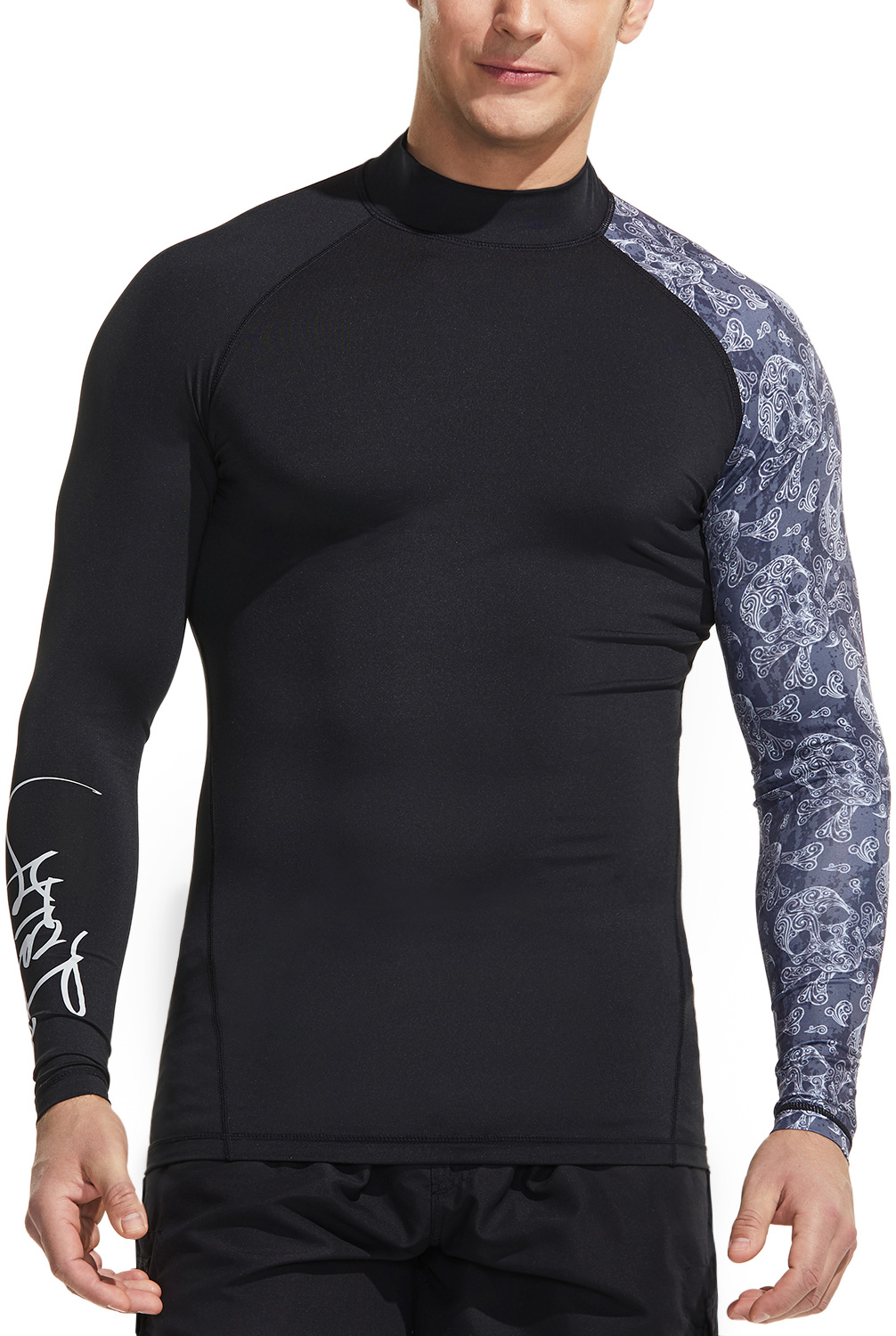 TSLA Mens UPF 50+Swim Shirt Swim Long Sleeve Tee Rashguard Top